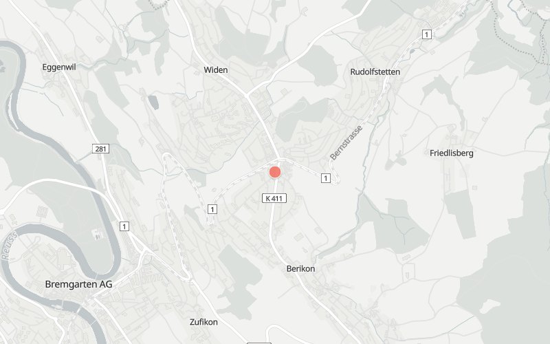 Karte von Berikon mit 1 Restaurants, die heute ein Mittagsmenü haben