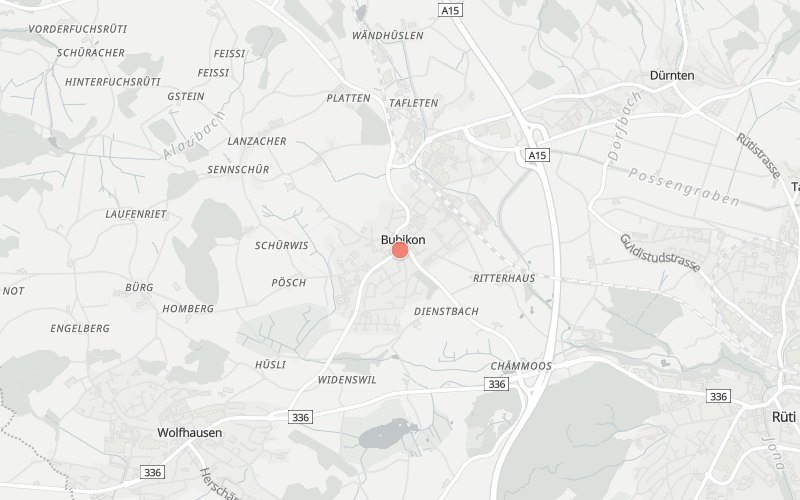 Karte von Bubikon mit 1 Restaurants, die heute ein Mittagsmenü haben
