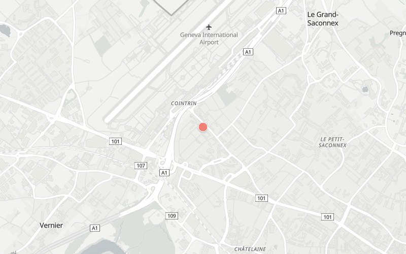 Karte von Cointrin mit 1 Restaurants, die heute ein Mittagsmenü haben