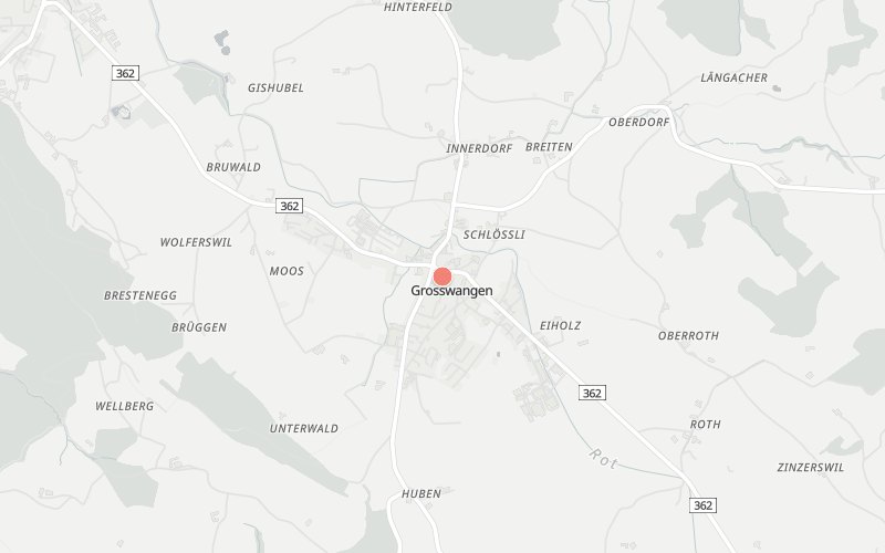 Karte von Grosswangen mit 1 Restaurants, die heute ein Mittagsmenü haben