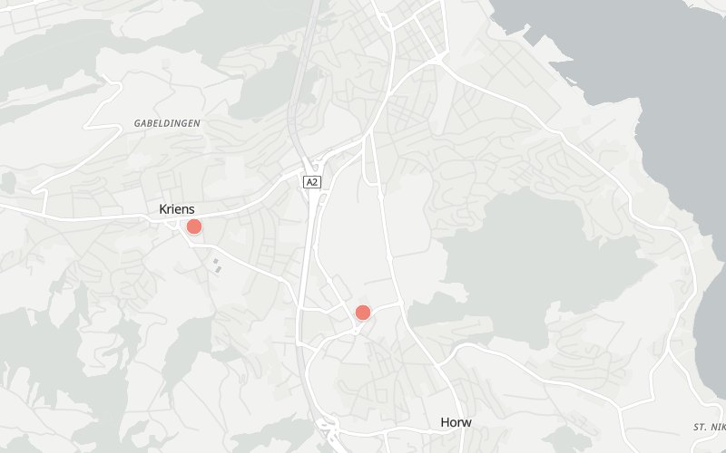 Karte von Kriens mit 2 Restaurants, die heute ein Mittagsmenü haben