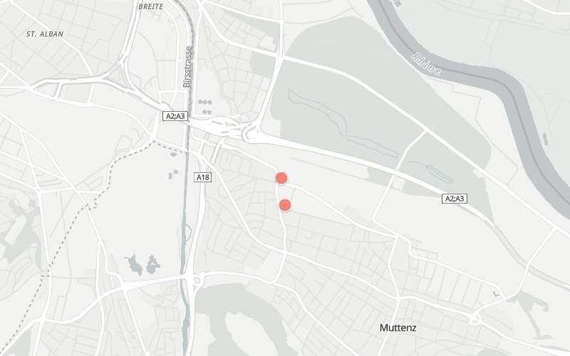 Karte von Muttenz mit 2 Restaurants, die heute ein Mittagsmenü haben