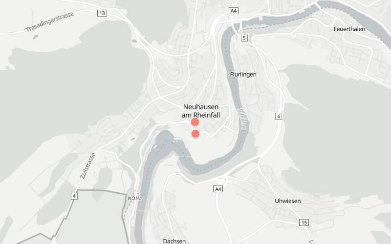 Karte von Neuhausen am Rheinfall mit 2 Restaurants, die heute ein Mittagsmenü haben