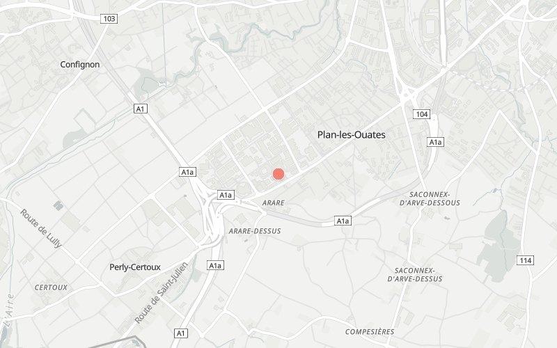 Karte von Plan-les-Ouates mit 1 Restaurants, die heute ein Mittagsmenü haben