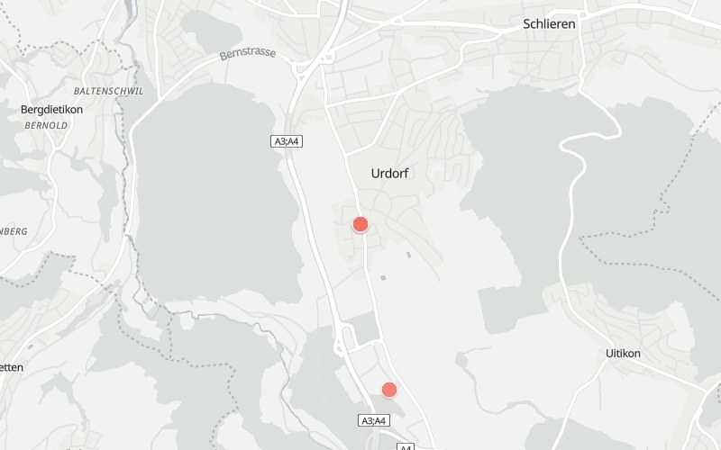 Karte von Urdorf mit 3 Restaurants, die heute ein Mittagsmenü haben