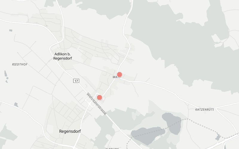 Karte von Watt mit 2 Restaurants, die heute ein Mittagsmenü haben