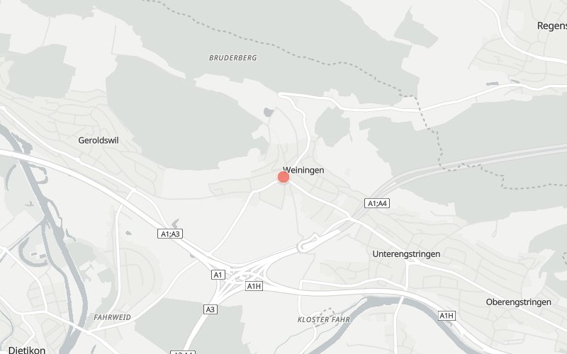 Karte von Weiningen (ZH) mit 1 Restaurants, die heute ein Mittagsmenü haben