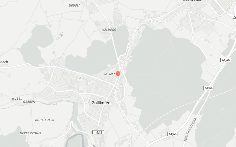 Karte von Zollikofen mit 1 Restaurants, die heute ein Mittagsmenü haben
