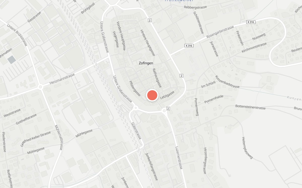 Karte: Le Cheval Blanc, Vordere Hauptgasse, 4800 Zofingen