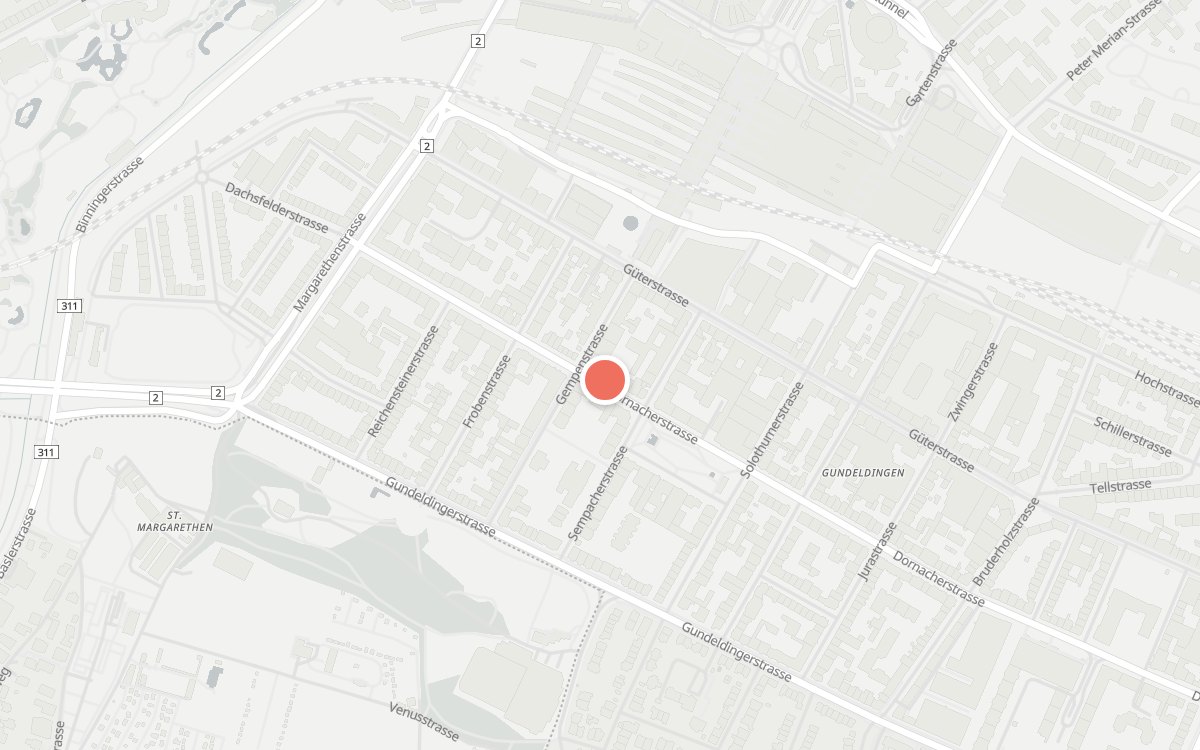 Karte: Bäckerei Jetzer im Gundeli, Dornacherstrasse 67, 4053 Basel