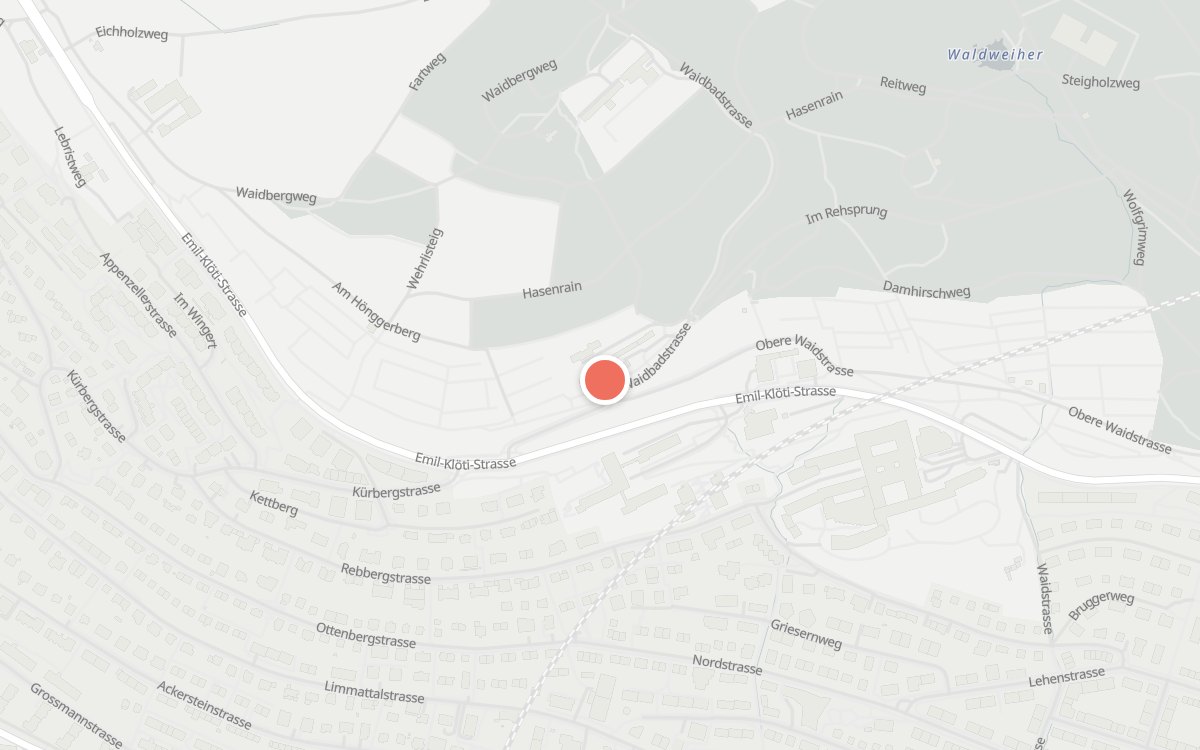Karte: Die Waid, Waidbadstrasse 45, 8037 Zürich