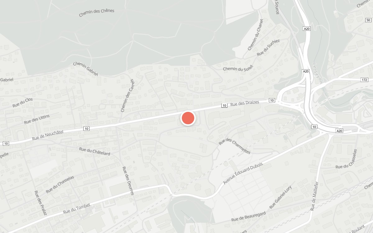 Plan : Bruno's Pizzeria, Rue des Draizes, 2034 Neuchâtel
