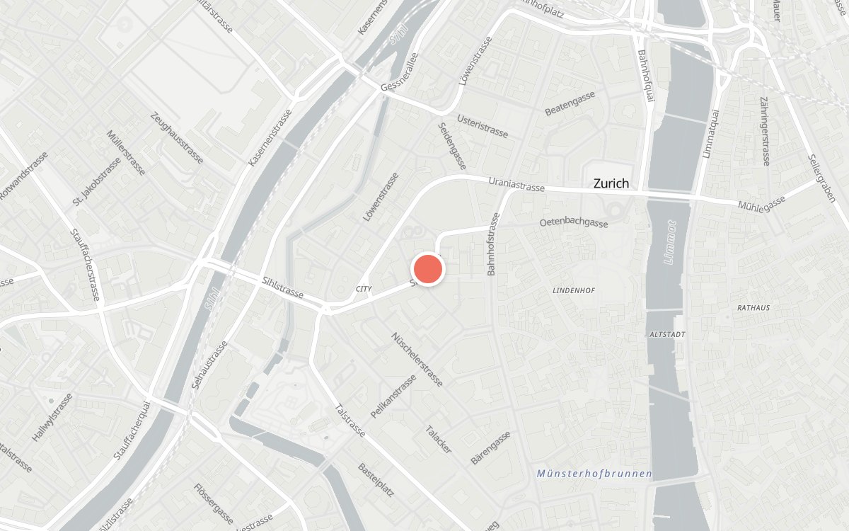 Karte: Haus Hiltl, Sihlstrasse 28, 8001 Zürich