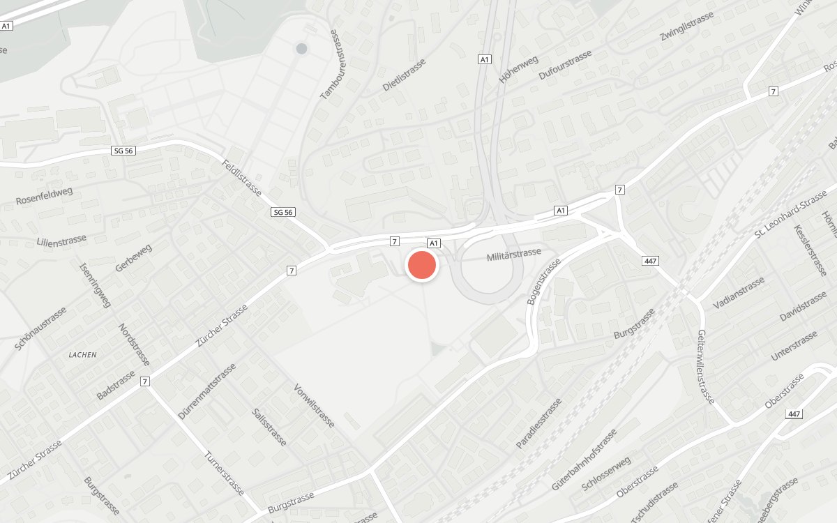 Karte: Hotel Restaurant Militärkantine, Kreuzbleicheweg 2, 9000 St. Gallen