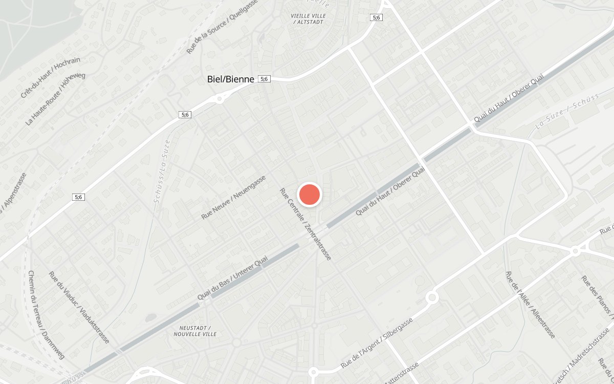 Karte: Chez Rüfi, Rue Jean-Sessler / Jean-Sessler-Strasse 5, 2502 Biel/Bienne