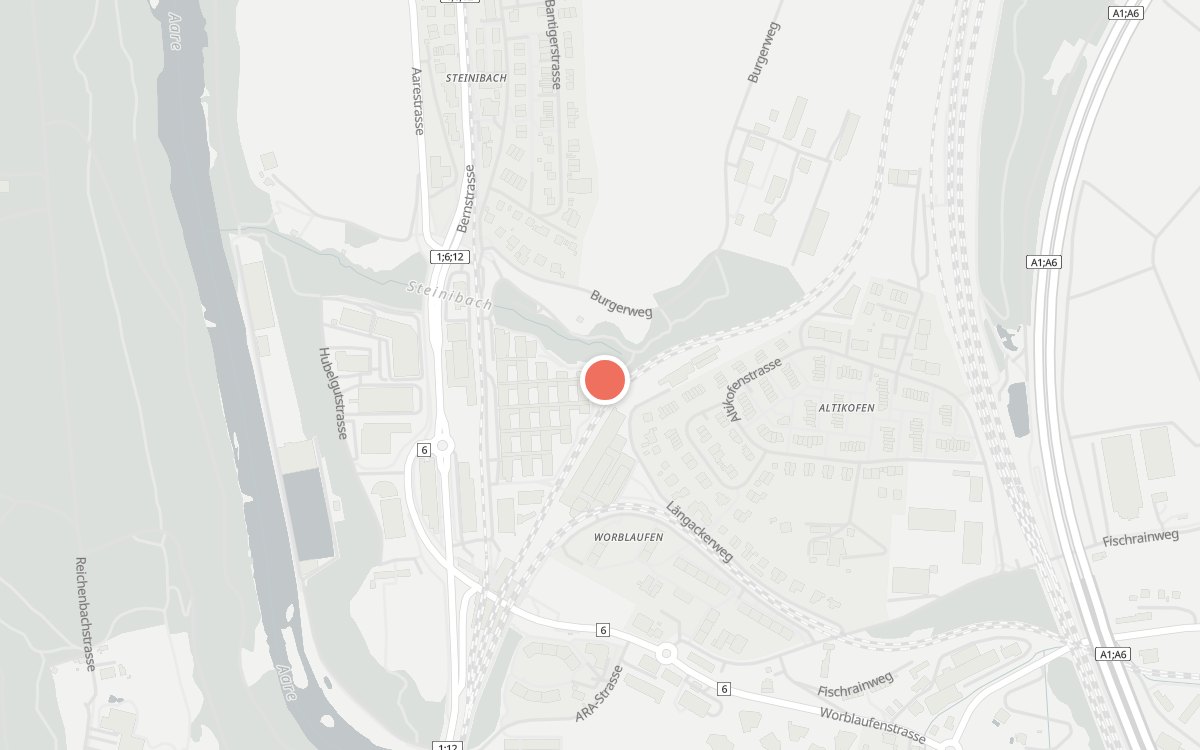 Karte: Swisscom Restaurant, Alte Tiefenaustrasse 6, 3048 Worblaufen