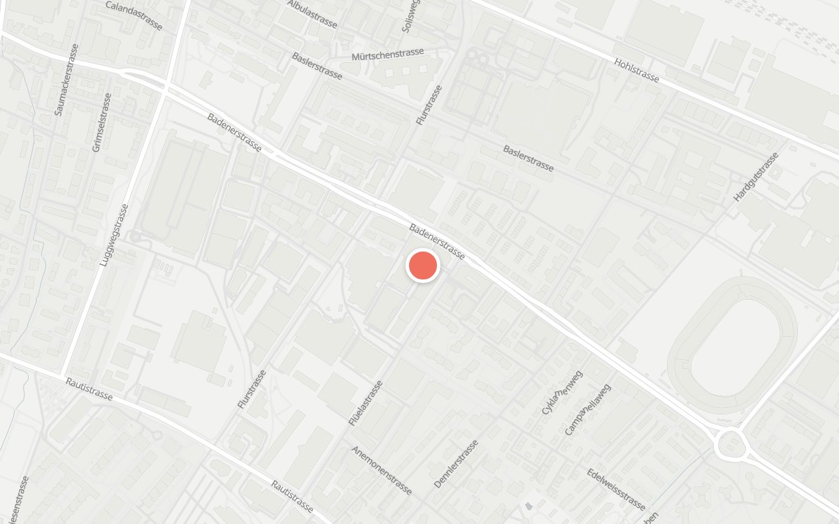 Karte: Turbinenhalle, Badenerstrasse 571, 8048 Zürich
