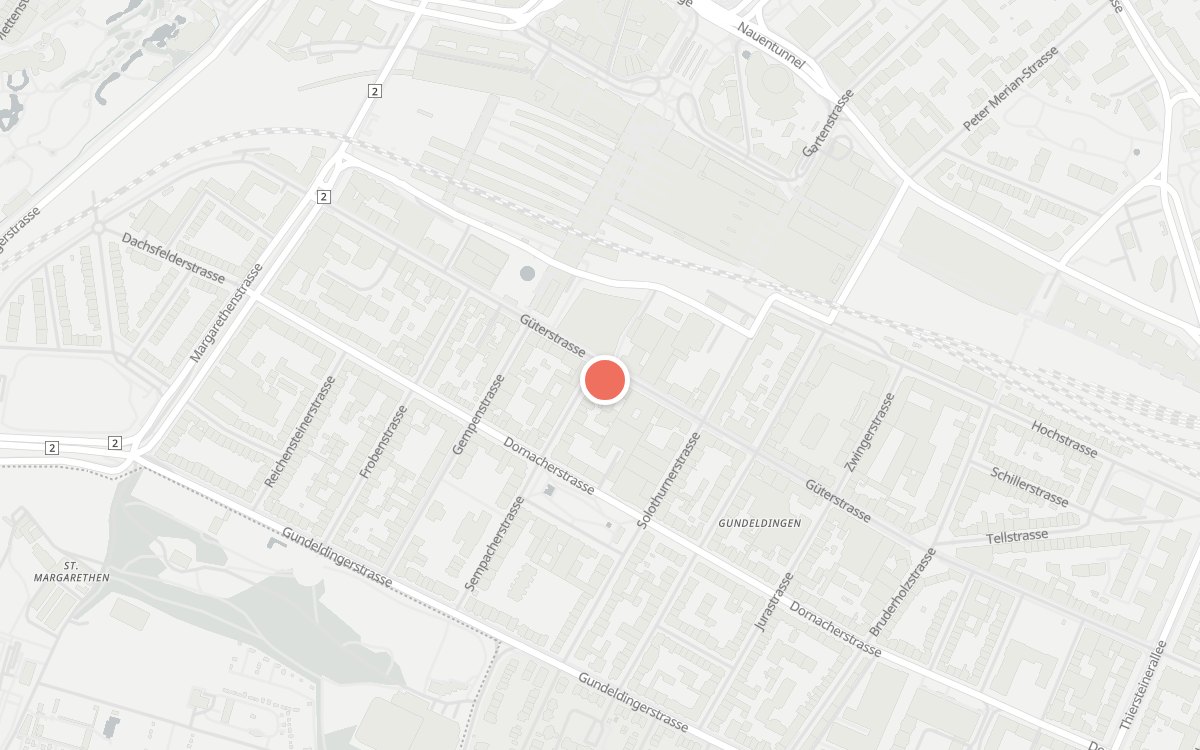 Karte: Mezem, Güterstrasse 134, 4053 Basel
