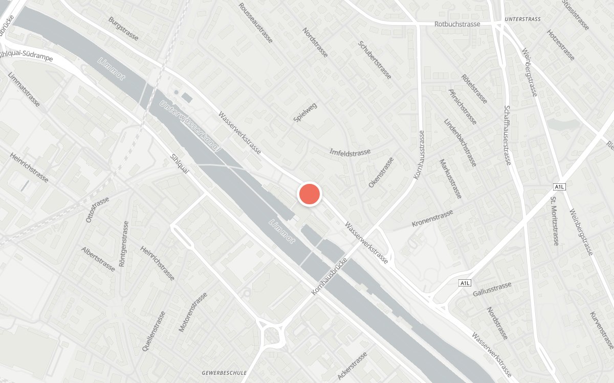Karte: Parkplatz - Buvette, Wasserwerkstrasse 101, 8037 Zürich