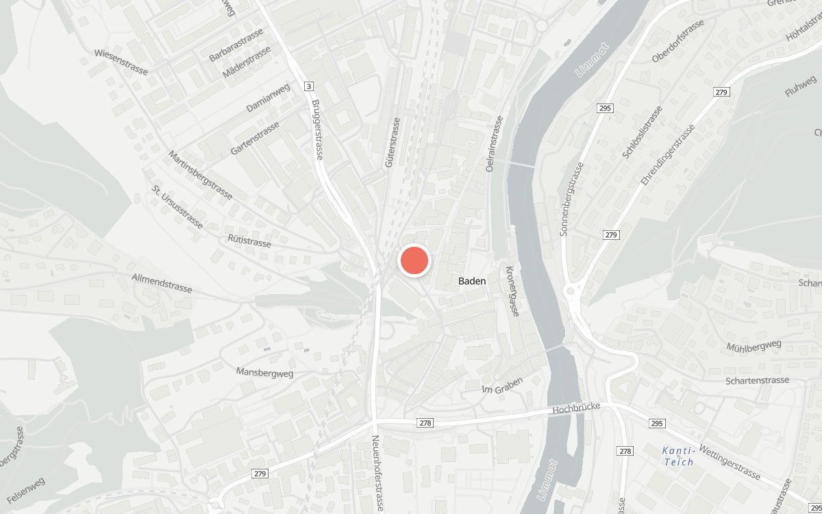 Karte: Stadtbistro Isebähnli, Bahnhofstrasse 10, 5400 Baden