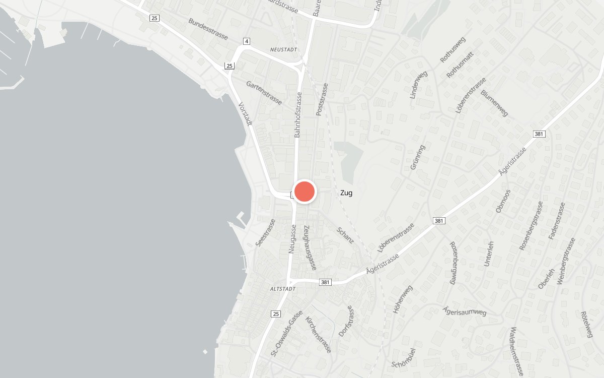 Karte: Café Plaza, Postplatz, 6317 Zug