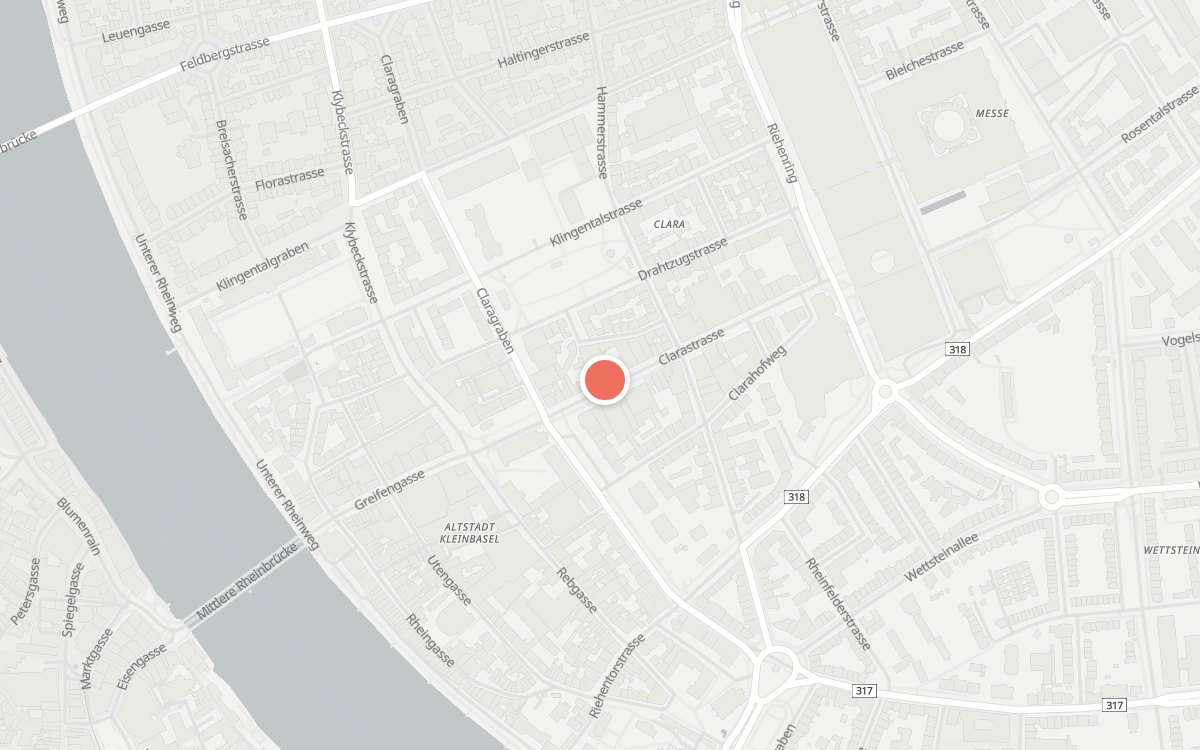 Karte: Manufacture Klara, Clarastrasse 13, 4058 Basel